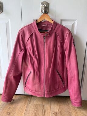 Women's Harley Davidson Pink Leather Moto Jacket